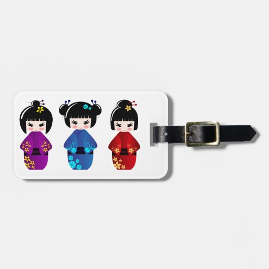 Bagagelabel Kokeshi-poppen (Voorkant horizontaal)