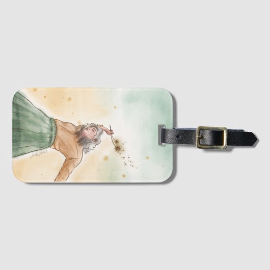 Bagagelabel | Meisje met Bloem (Voorkant (horizontaal))