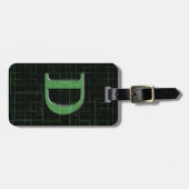 Bagagelabel met abstract D-motief, groen circuit (Voorkant horizontaal)