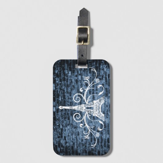 Bagagelabel met blauw Eiffeltower (Voorkant (verticaal))