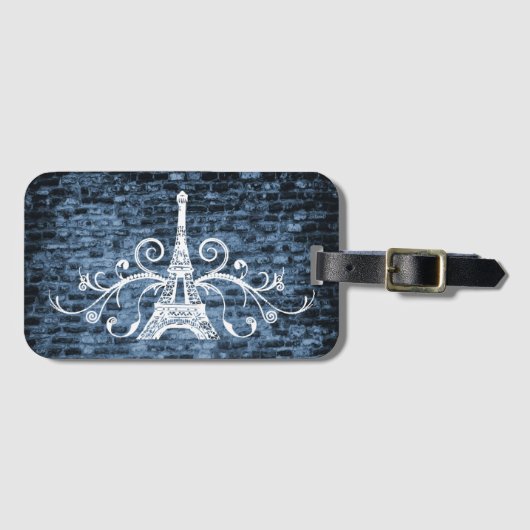 Bagagelabel met blauw Eiffeltower (Voorkant (horizontaal))