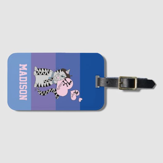 Bagagelabel met blauwe strepen (Voorkant (horizontaal))