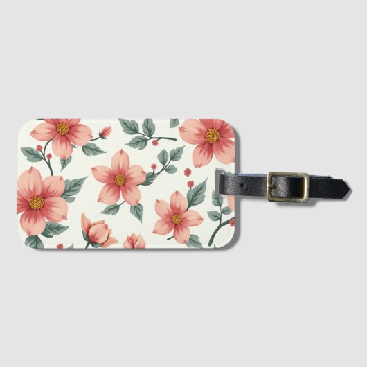 Bagagelabel met bloemenpatroon (Voorkant (horizontaal))