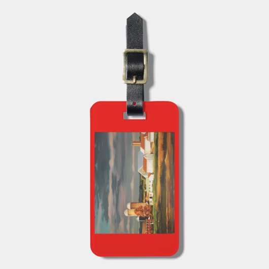 bagagelabel met boerderij scène (Voorkant verticaal)