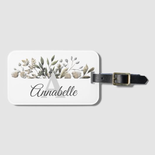 Bagagelabel met botanische bladeren (Voorkant (horizontaal))