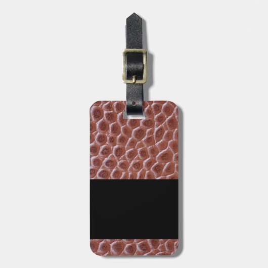 Bagagelabel met bruine ledertextuur (Voorkant verticaal)