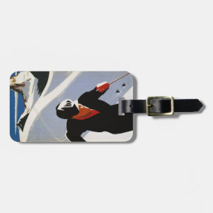 bagagelabel met Canadian Rockies Ski Print