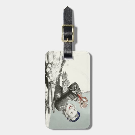 bagagelabel met Cool Ski Holiday Print (Voorkant verticaal)