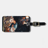 Bagagelabel met Cute Little Witch en blije Gnome (Voorkant horizontaal)