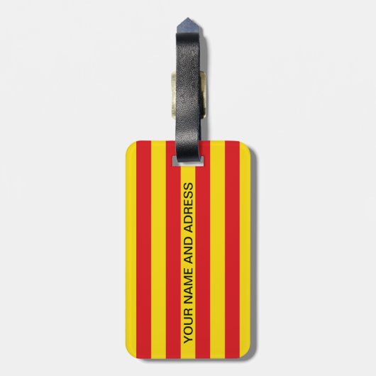 Bagagelabel met de vlag van Catalonië (Achterkant verticaal)