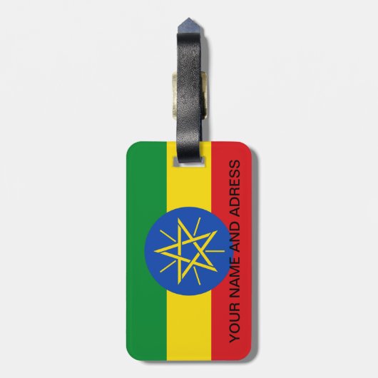 Bagagelabel met de vlag van Ethiopië (Achterkant verticaal)