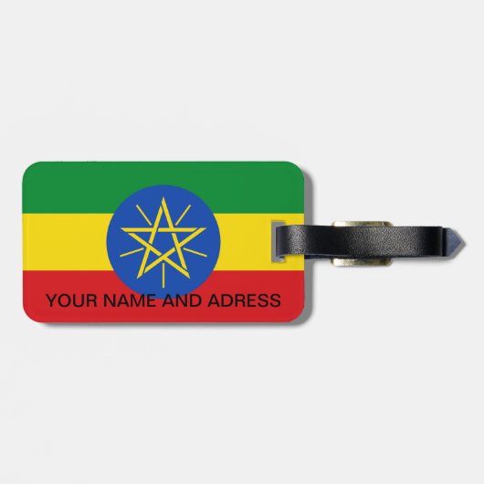 Bagagelabel met de vlag van Ethiopië (Achterkant horizontaal)