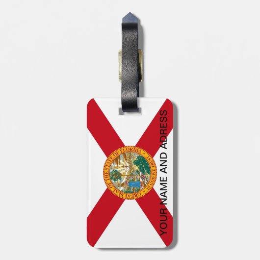 Bagagelabel met de vlag van Florida, VS (Achterkant verticaal)