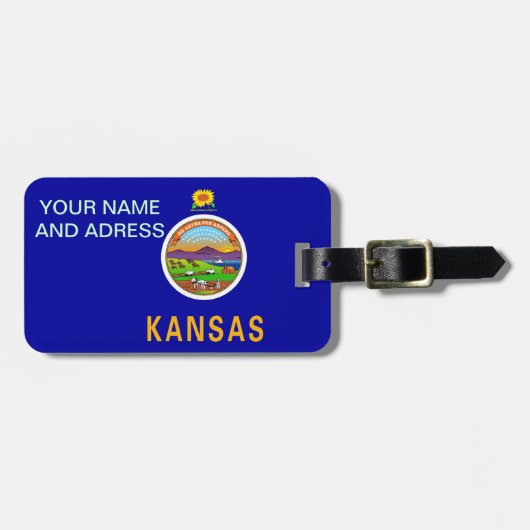 Bagagelabel met de vlag van Kansas, VS (Voorkant horizontaal)