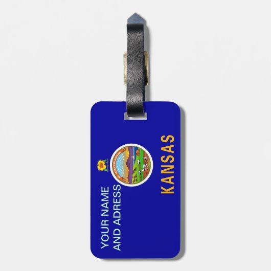 Bagagelabel met de vlag van Kansas, VS (Achterkant verticaal)