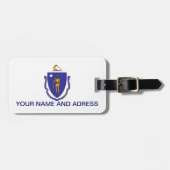 Bagagelabel met de vlag van Massachusetts, Verenig (Voorkant horizontaal)