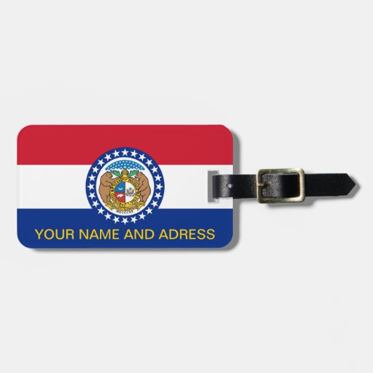 Bagagelabel met de vlag van Missouri, VS (Voorkant horizontaal)