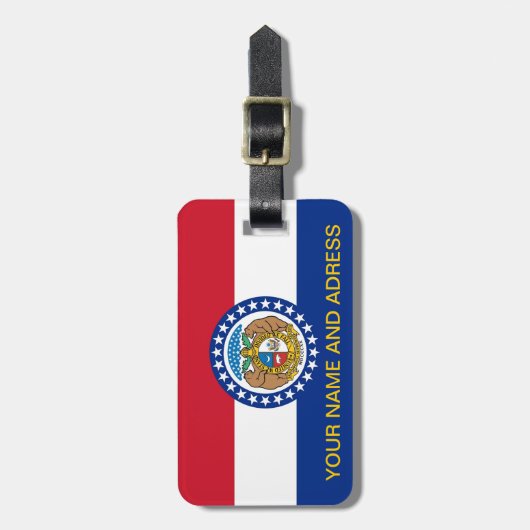 Bagagelabel met de vlag van Missouri, VS (Voorkant verticaal)