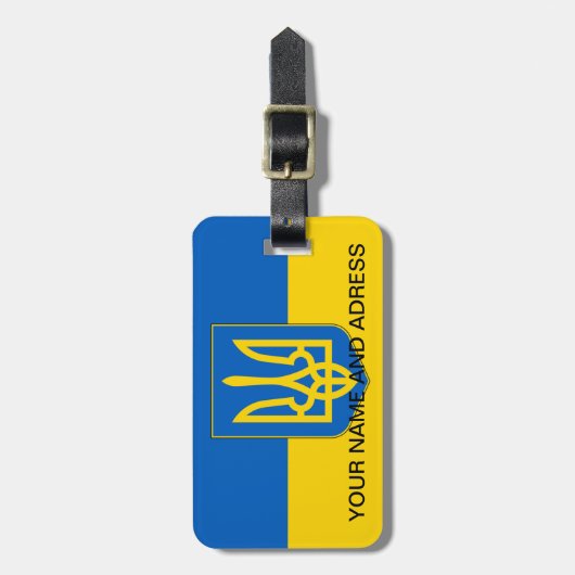Bagagelabel met de vlag van Oekraïne (Voorkant verticaal)