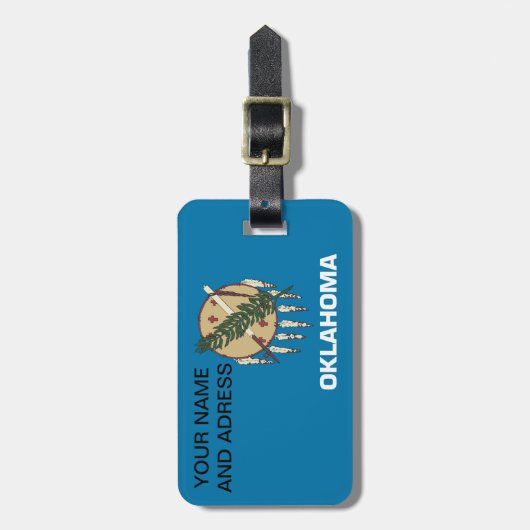 Bagagelabel met de vlag van Oklahoma, VS (Voorkant verticaal)