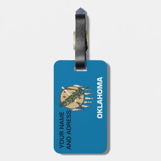 Bagagelabel met de vlag van Oklahoma, VS (Achterkant verticaal)