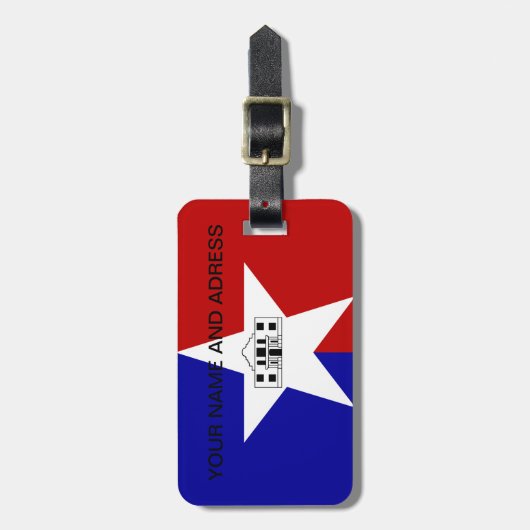 Bagagelabel met de vlag van San Antonio City, VS (Voorkant verticaal)