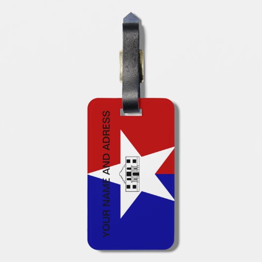 Bagagelabel met de vlag van San Antonio City, VS (Achterkant verticaal)