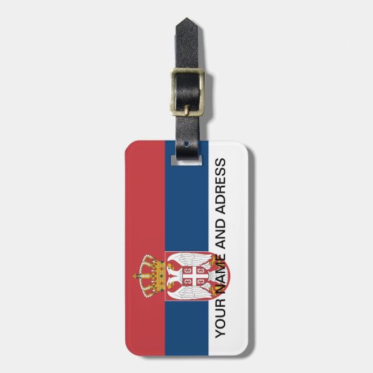 Bagagelabel met de vlag van Servië (Voorkant verticaal)