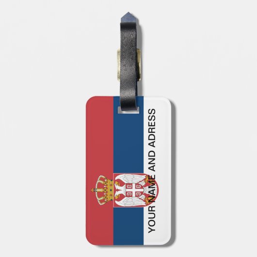 Bagagelabel met de vlag van Servië (Achterkant verticaal)