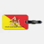 Bagagelabel met de vlag van Sicilië, Italië (Achterkant horizontaal)