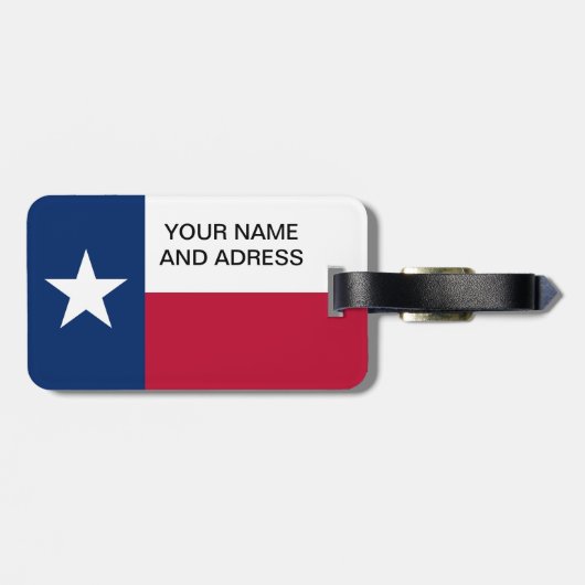 Bagagelabel met de vlag van Texas, VS (Achterkant horizontaal)