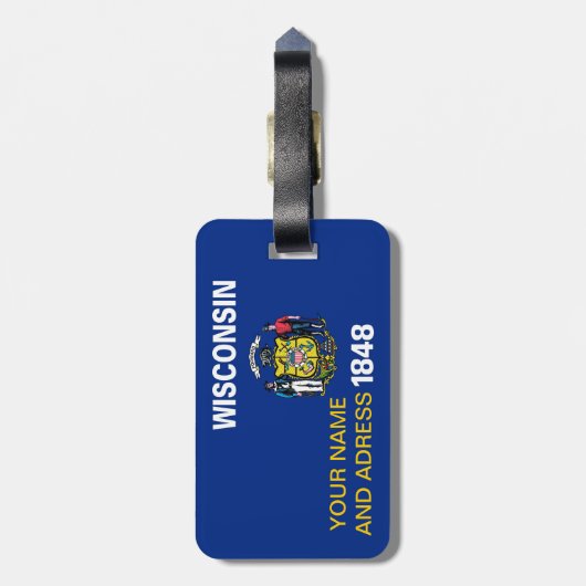 Bagagelabel met de vlag van Wisconsin, VS (Achterkant verticaal)
