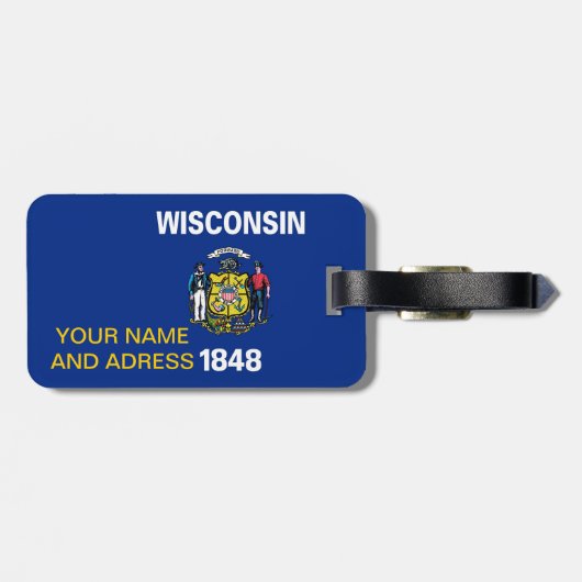 Bagagelabel met de vlag van Wisconsin, VS (Achterkant horizontaal)