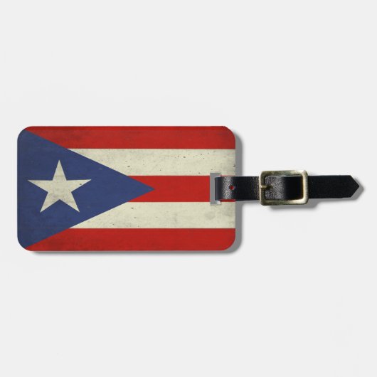 bagagelabel met de vuile vlag van Puerto Rico (Voorkant horizontaal)