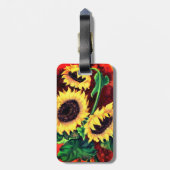 Bagagelabel met drie zonnebloemen - Schilderen (Achterkant verticaal)
