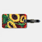 Bagagelabel met drie zonnebloemen - Schilderen (Achterkant horizontaal)