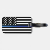 Bagagelabel met dun blauw lijnvlag (Achterkant horizontaal)