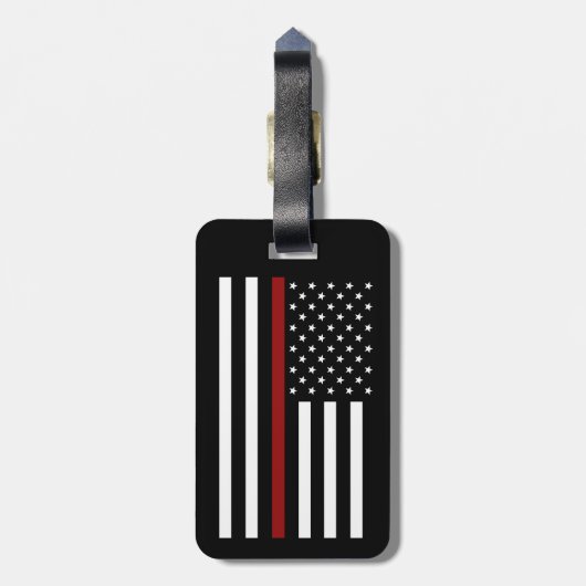 Bagagelabel met dunne rode lijn (Achterkant verticaal)