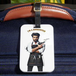 *bagagelabel met een kapper thema, bagagelabel