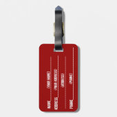 Bagagelabel met een rode explosie-snowboarder (Achterkant verticaal)