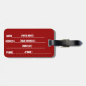 Bagagelabel met een rode explosie-snowboarder (Achterkant horizontaal)