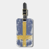 bagagelabel met extra vuile vlag uit Zweden (Voorkant verticaal)