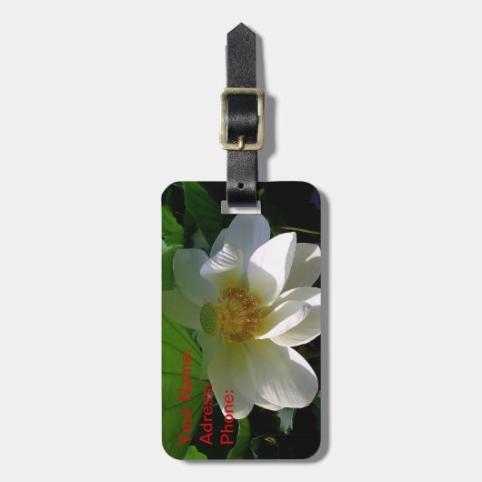 Bagagelabel met fijne witte Lotusventilator (Voorkant verticaal)