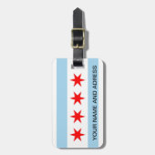 Bagagelabel met Flag of Chicago, Illinois, Verenig (Voorkant verticaal)
