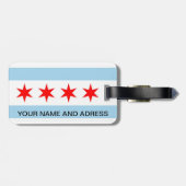 Bagagelabel met Flag of Chicago, Illinois, Verenig (Achterkant horizontaal)