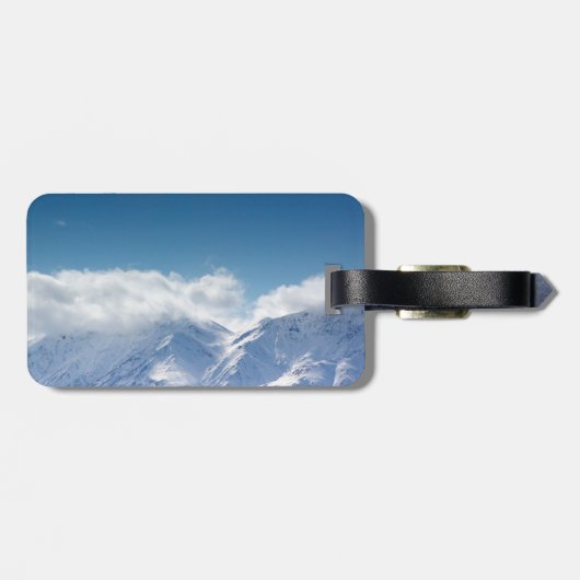Bagagelabel met foto van de sneeuwbergtop (Achterkant horizontaal)
