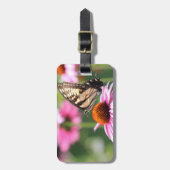 Bagagelabel met geel rondvliegende biefstaart (Voorkant verticaal)