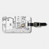  Bagagelabel met handgetekende stadsgezicht (Voorkant horizontaal)