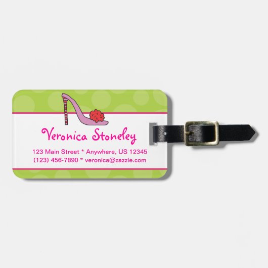 Bagagelabel met hoge hiel-Stiletto-schoen (Voorkant horizontaal)