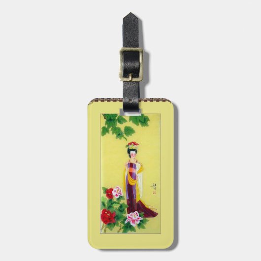 bagagelabel met Initialen en Chinese motif (Voorkant verticaal)